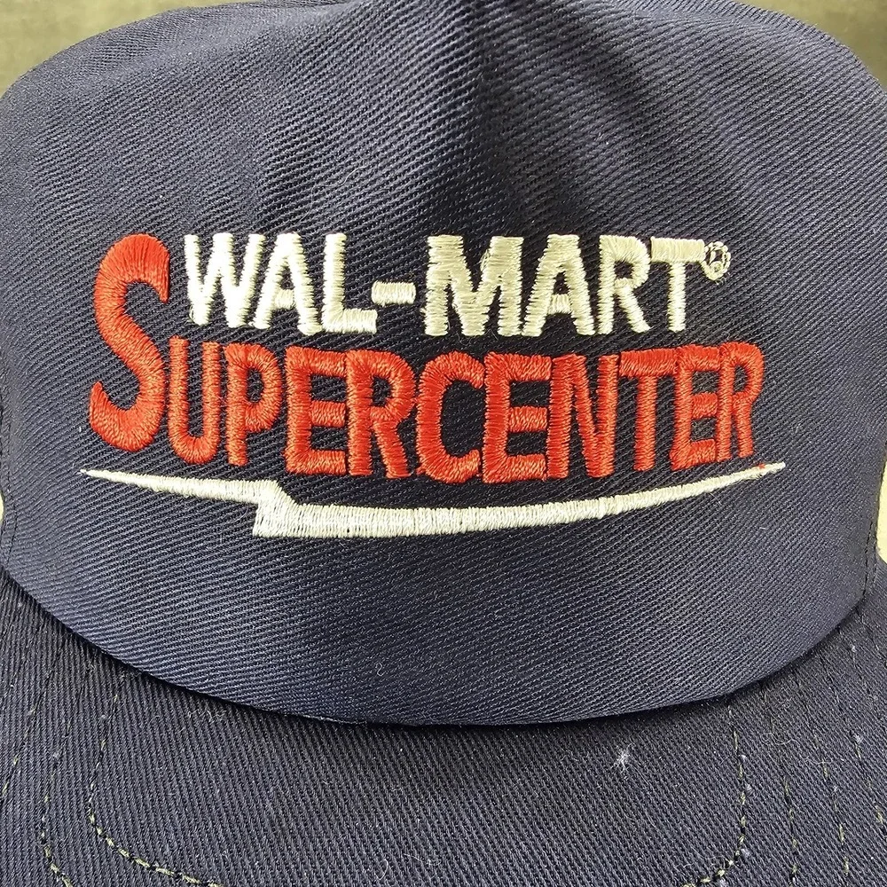 Vintage Wal-Mart Supercenter Trucker Hat Navy Blue Snapback Retro Logo‎ Cap